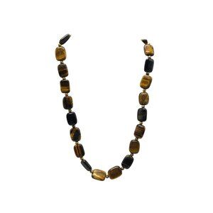 Stauer Polished Tigers Eye Necklace With Gold Accents 20 Inches